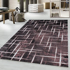Modern Floor Rug - Streaky Scratch Pink/White