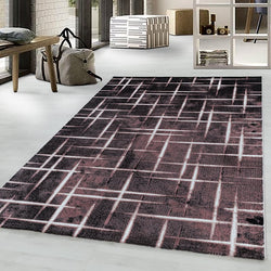 Modern Floor Rug - Streaky Scratch Pink/White