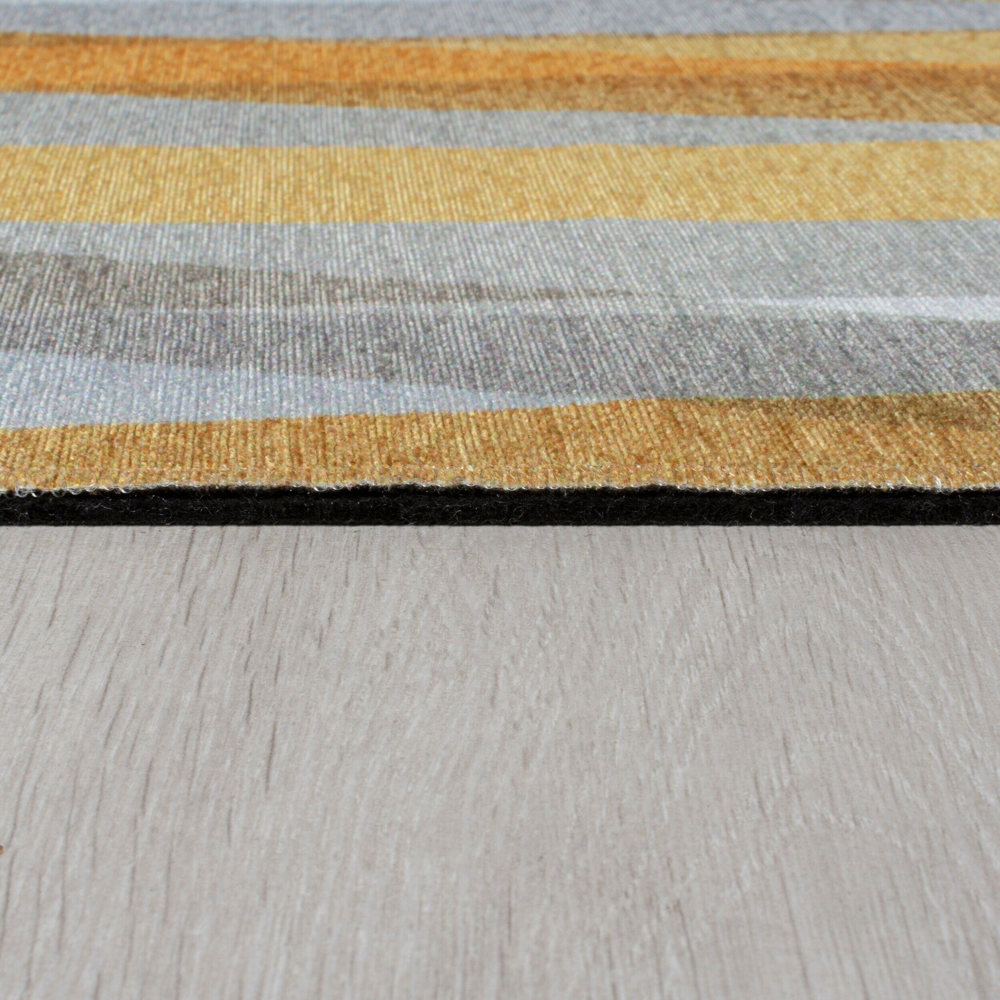 Washable floor rug - Fabio Stripe Grey/Yellow