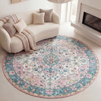 Round Vintage Rug - Lily Oriental Blue/Pink
