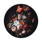 Round Floral Rug - Florine Black/Orange