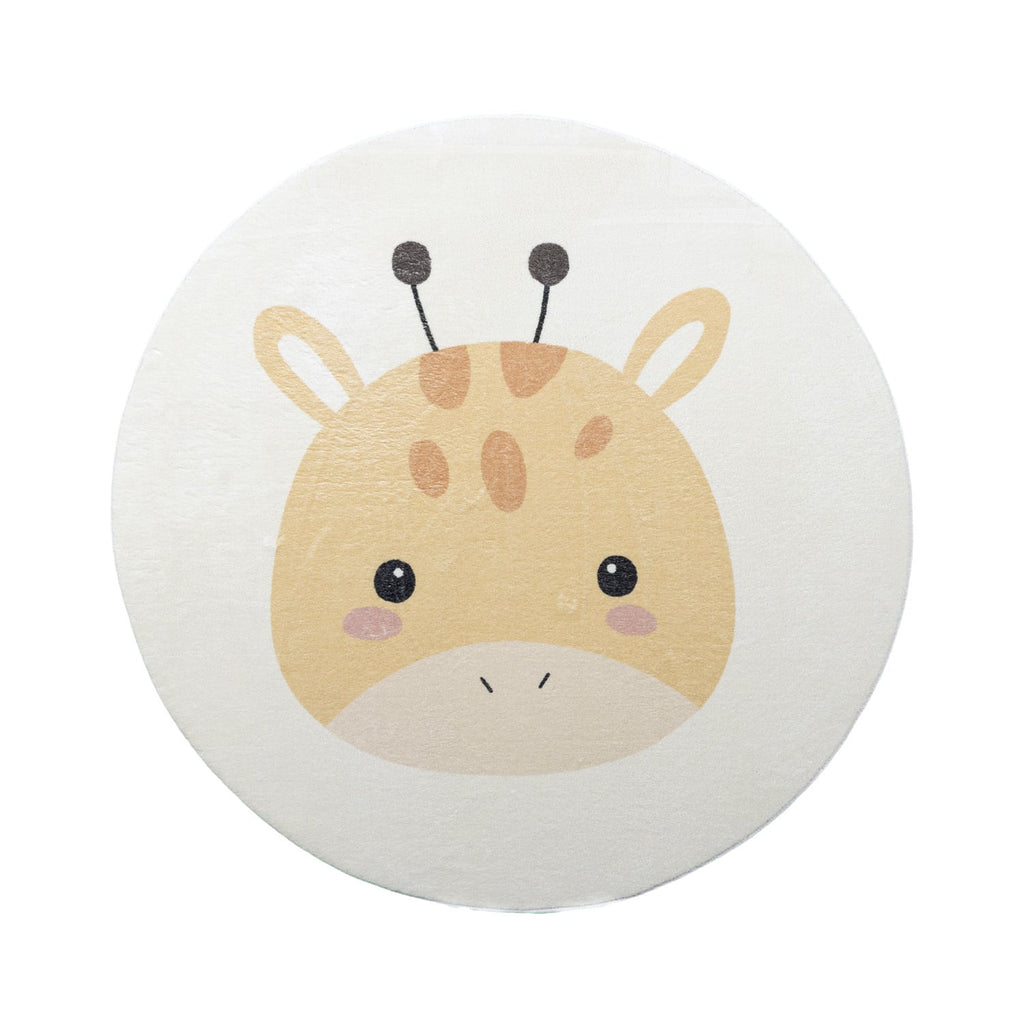 Round Washable Kids Rug - Sammy Giraffe Yellow