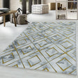 Modern floor rug - Marble Square Grey/Gold