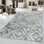 Modern floor rug - Marble Square Grey/Gold