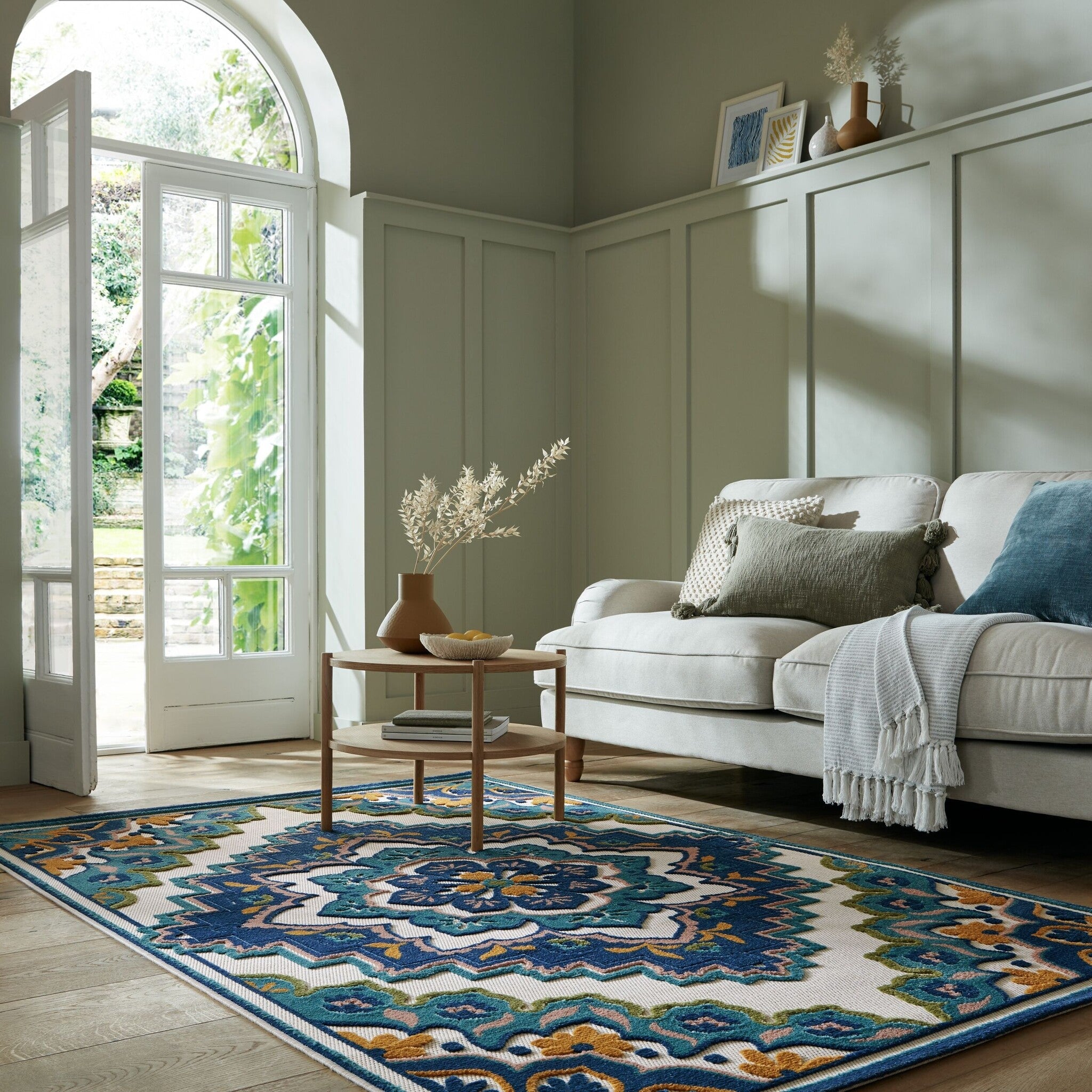 Indoor and Outdoor Rug - Batio Floral Blue/Green