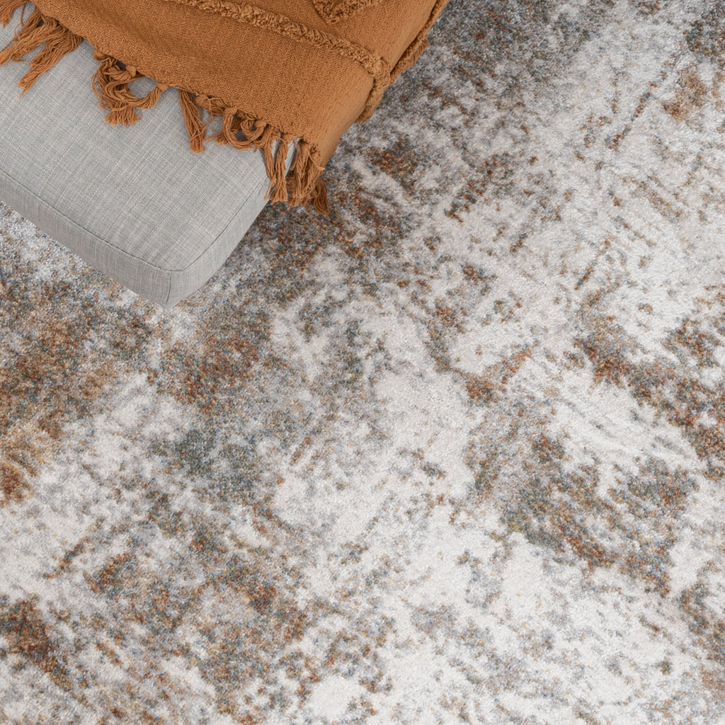 Round washable rug - Misha Grunge Cream/Brown