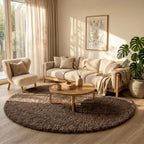 Round Shaggy Rug - Blaze Taupe