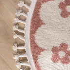 Round washable children's rug - Moos Flower Pink