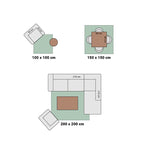 Square High Pile Rug - Grand Lines Cream/Black