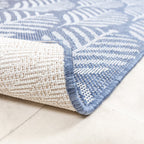 Round Outdoor Rug - Summer Leaves Blue