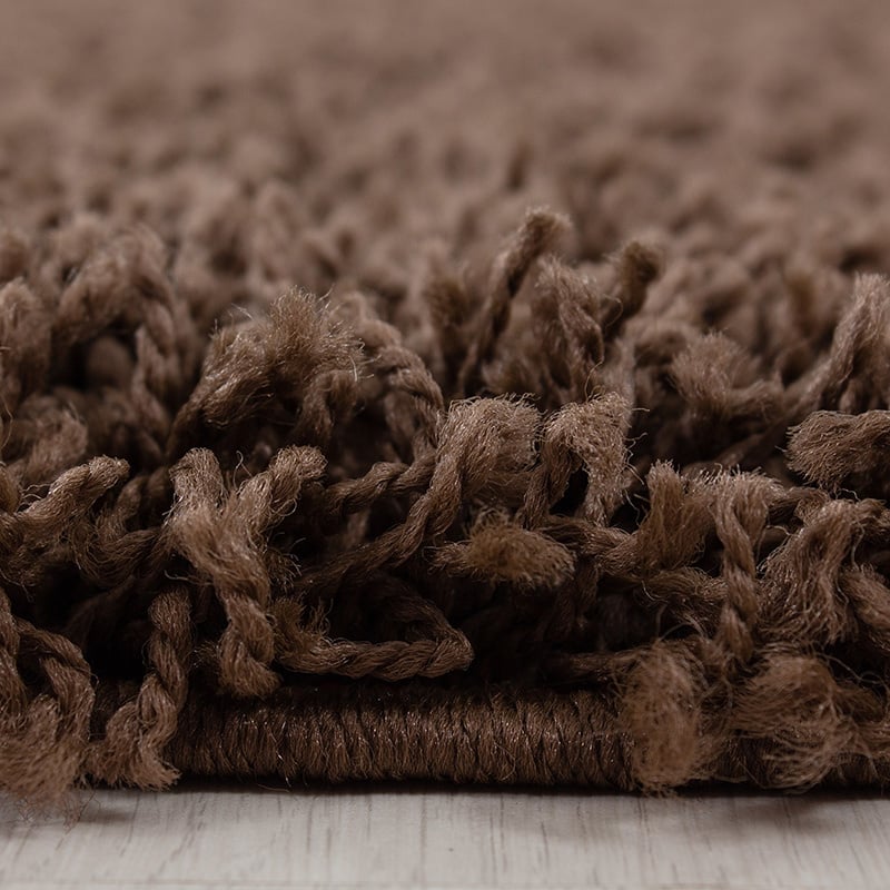 Round High-Pile Floor Rug - Sade Brown