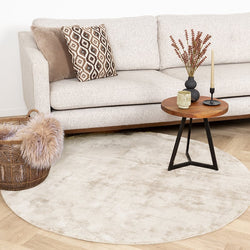 Round Viscose Rug - Pearl Cream