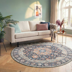Round Vintage Rug - Imagine Medallion Blue