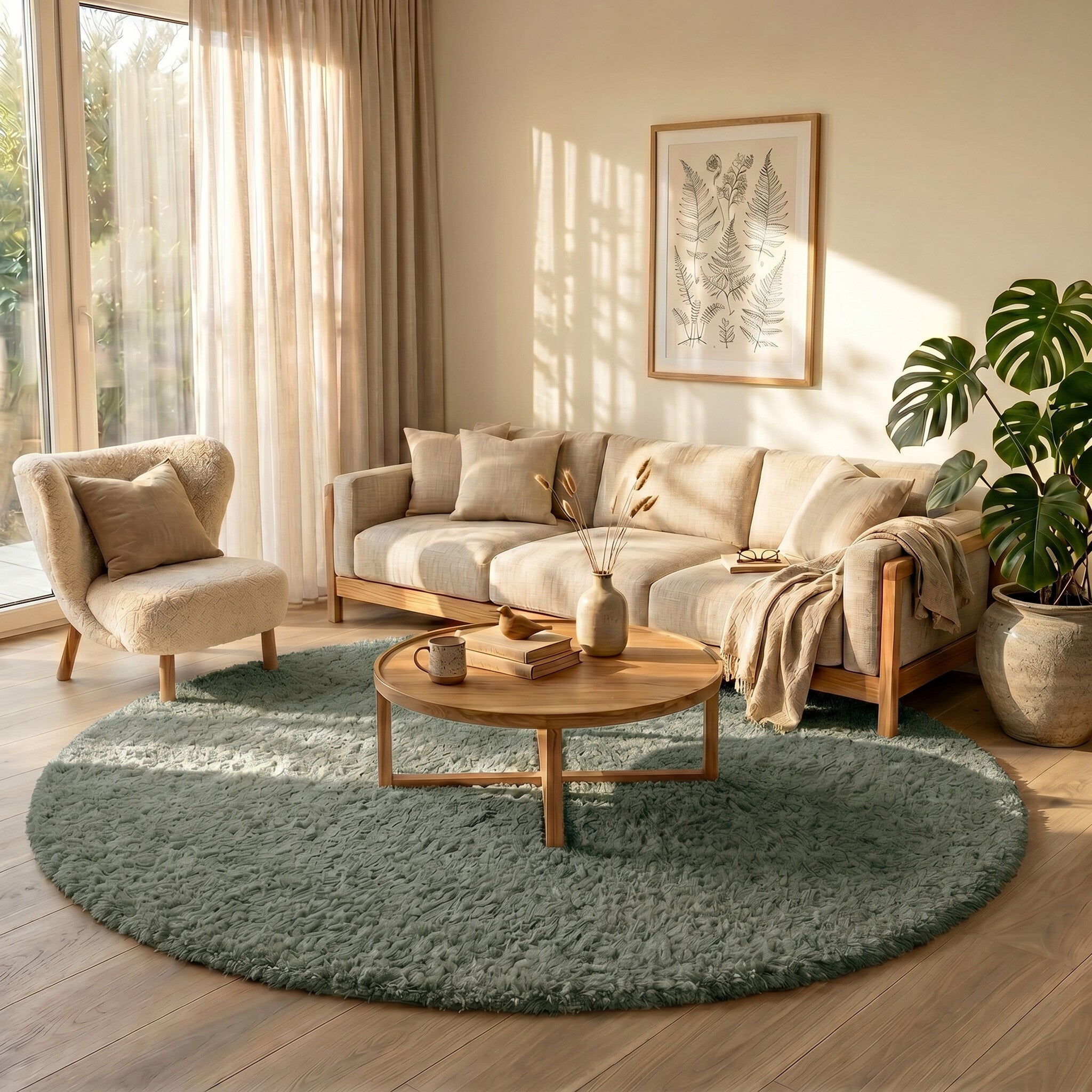 Round Shaggy Rug - Blaze Green