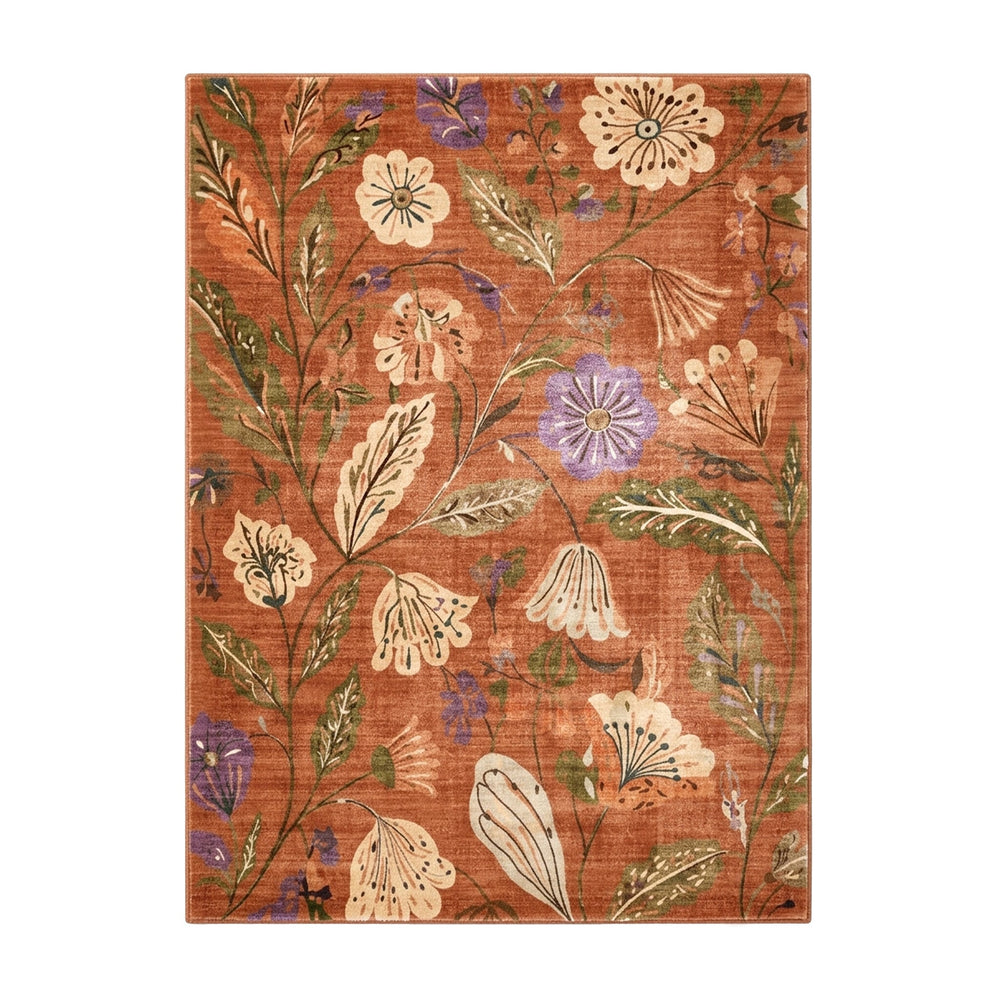 Washable rug – Misty Flowers Terracotta