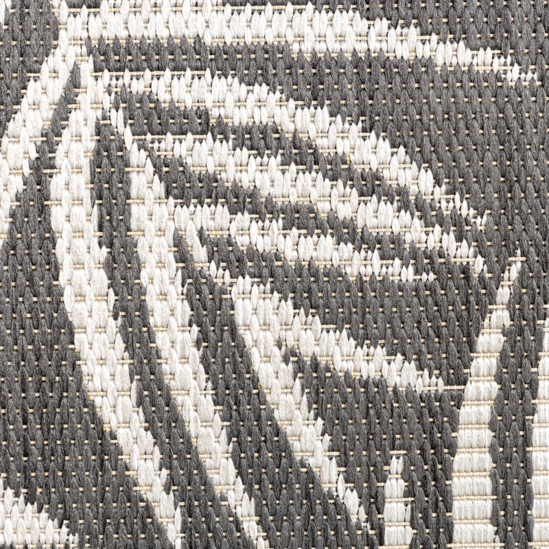 Round Outdoor Rug - Malta Leaves Black