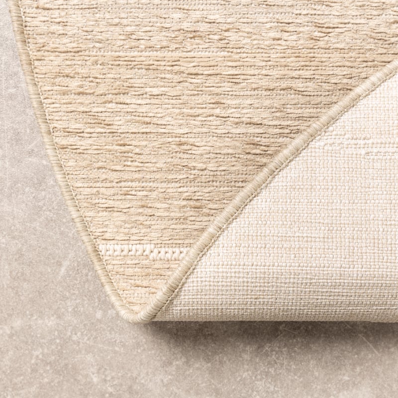 Round Modern Outdoor Rug - Porto Lines Cream