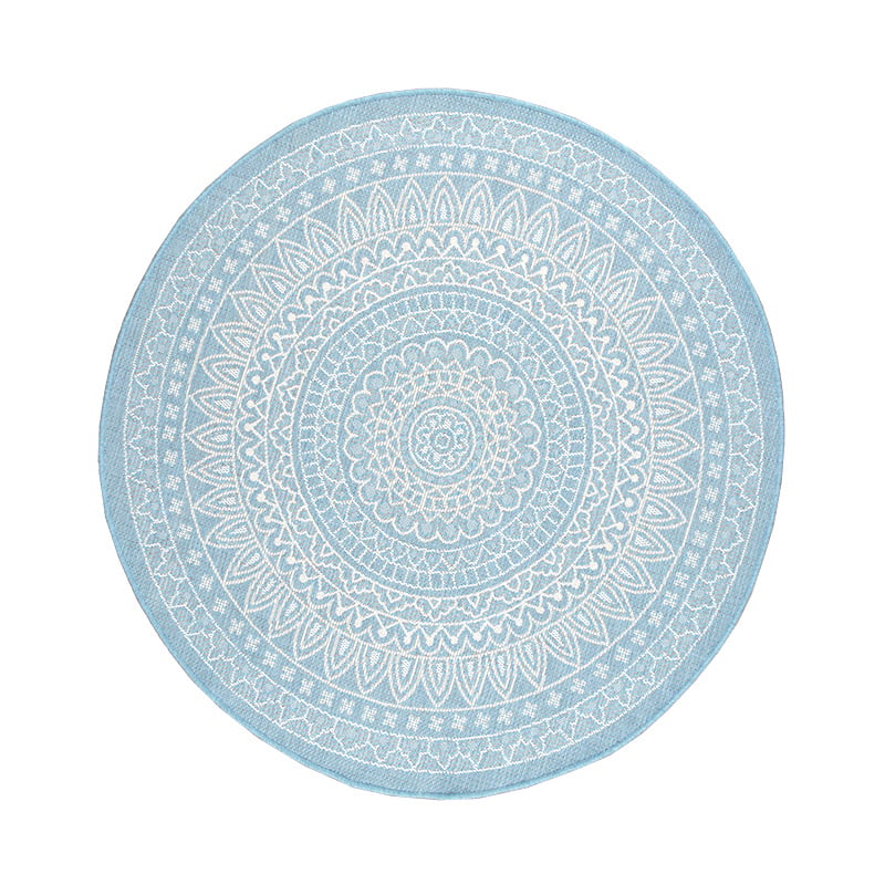 Round Outdoor Rug - Summer Azteca Light Blue
