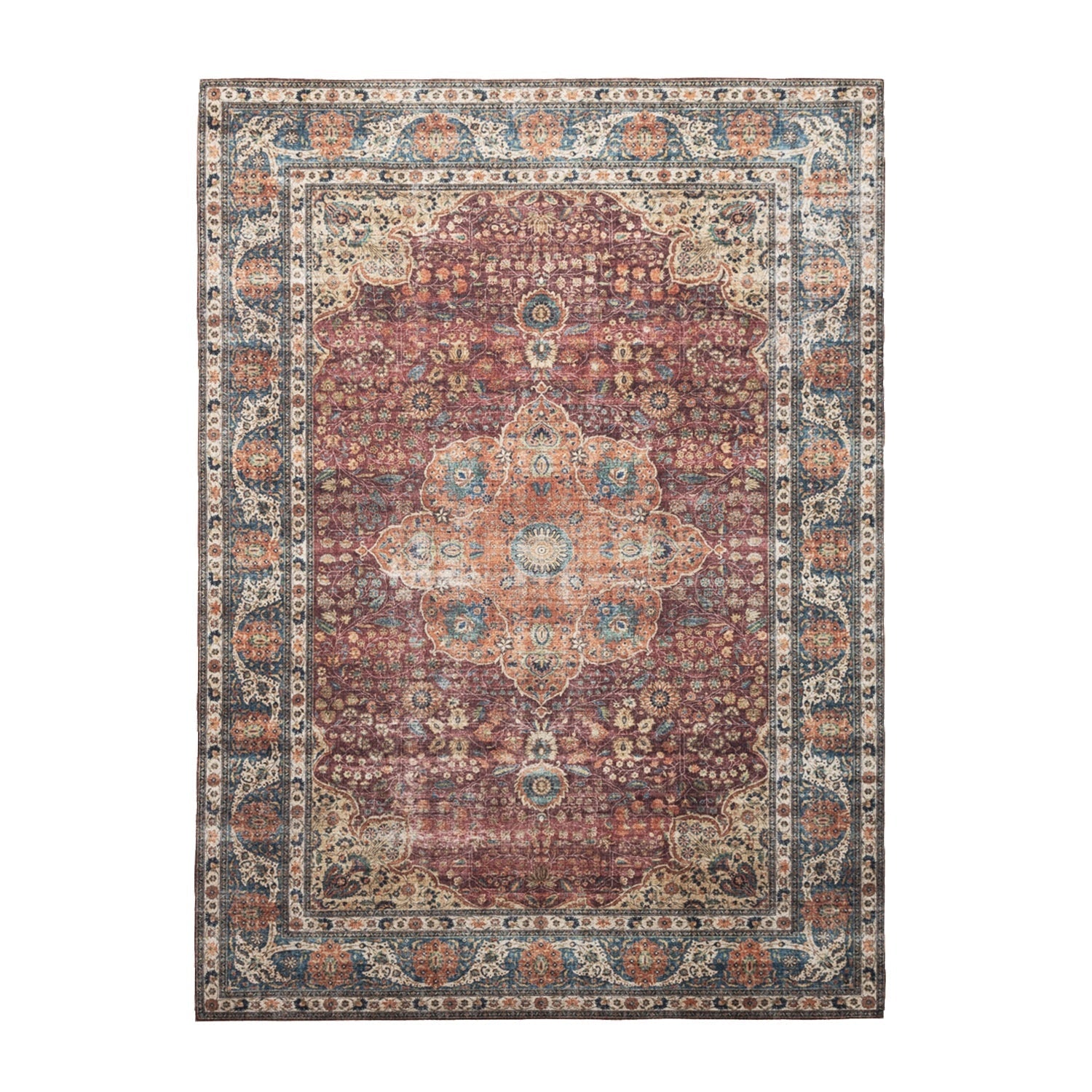 Indoor Outdoor Rug - Kairo Medallion Burgundy