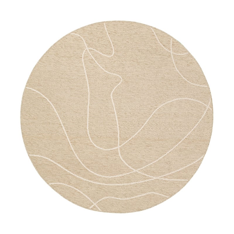 Round Modern Outdoor Rug - Porto Lines Cream
