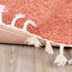 Round High Pile Rug - Lofty Fringe Peach Pink