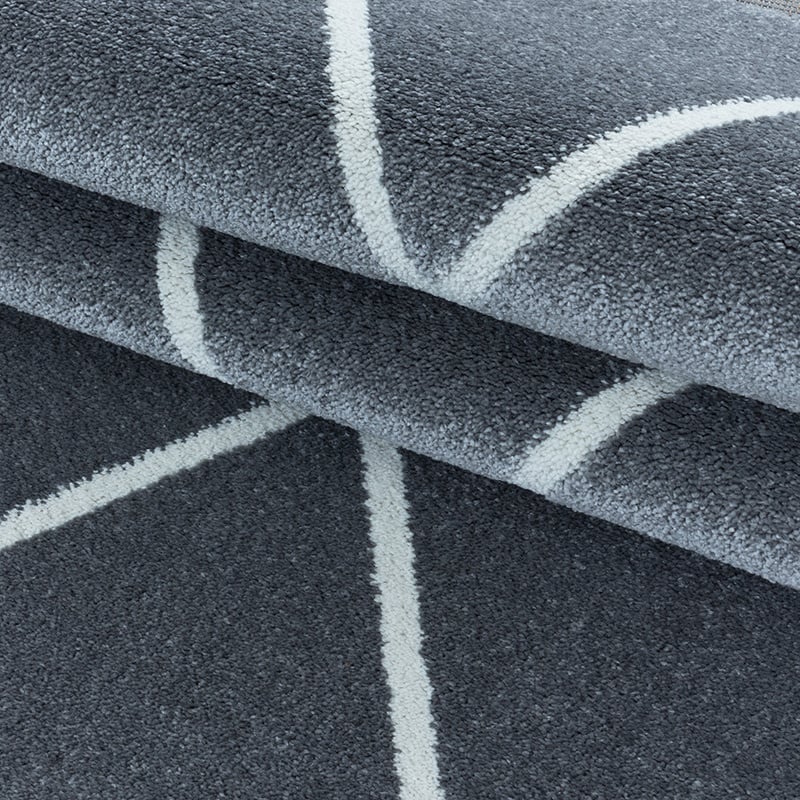 Low-pile floor rug - Smoothly Lines Grey/White