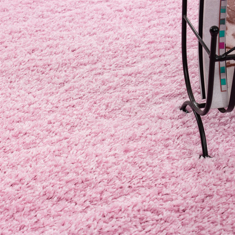 Round High-Pile Floor Rug - Life Pink