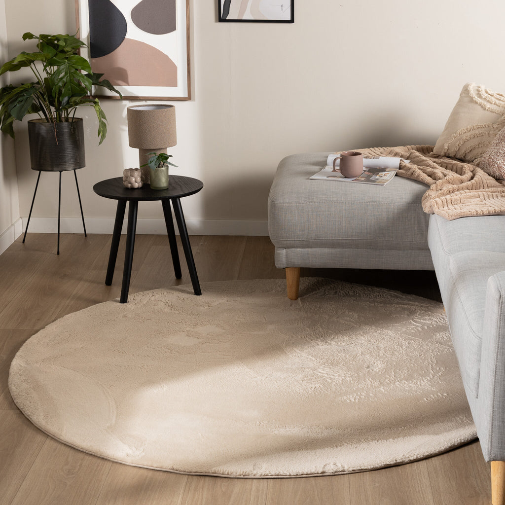 Round Low-Pile Rug – Cozy Beige