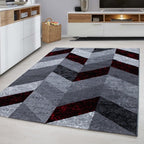 Modern Floor Rug - Plus Red 8006