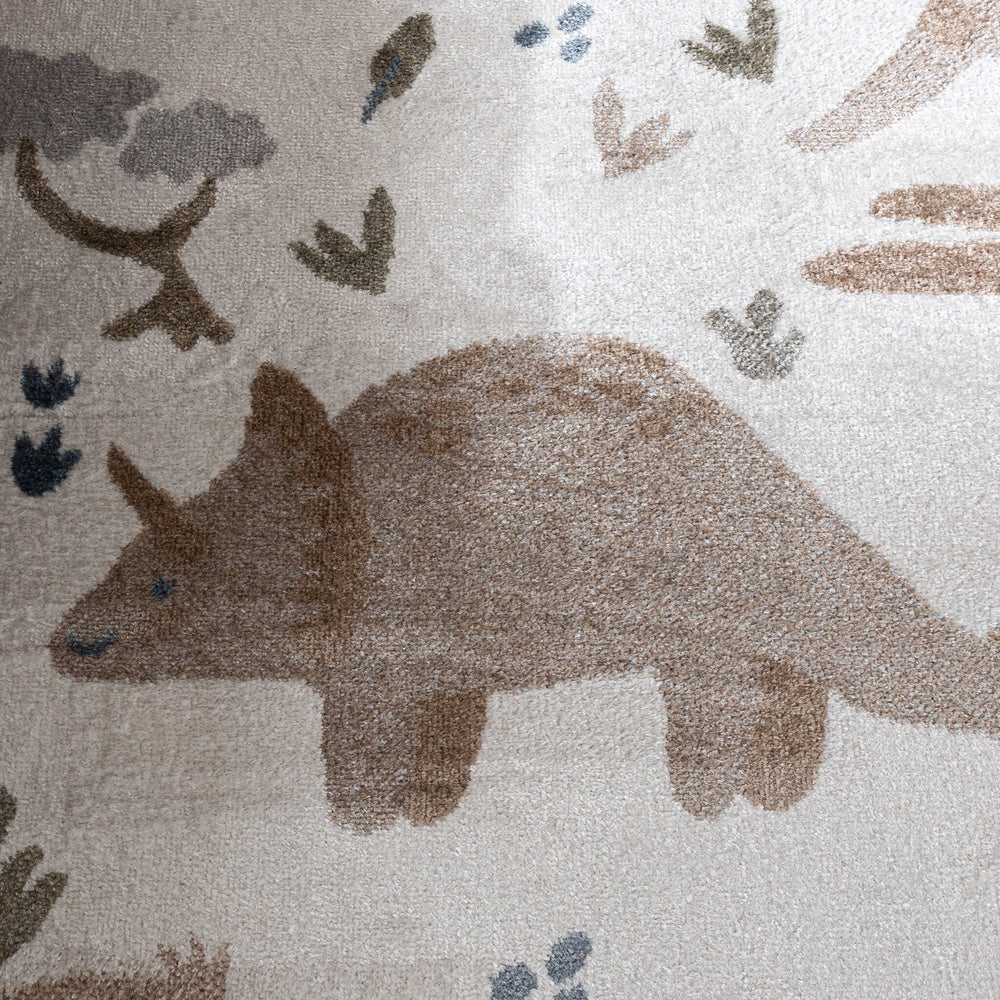 Washable Kids Rug - Mace Dino Cream