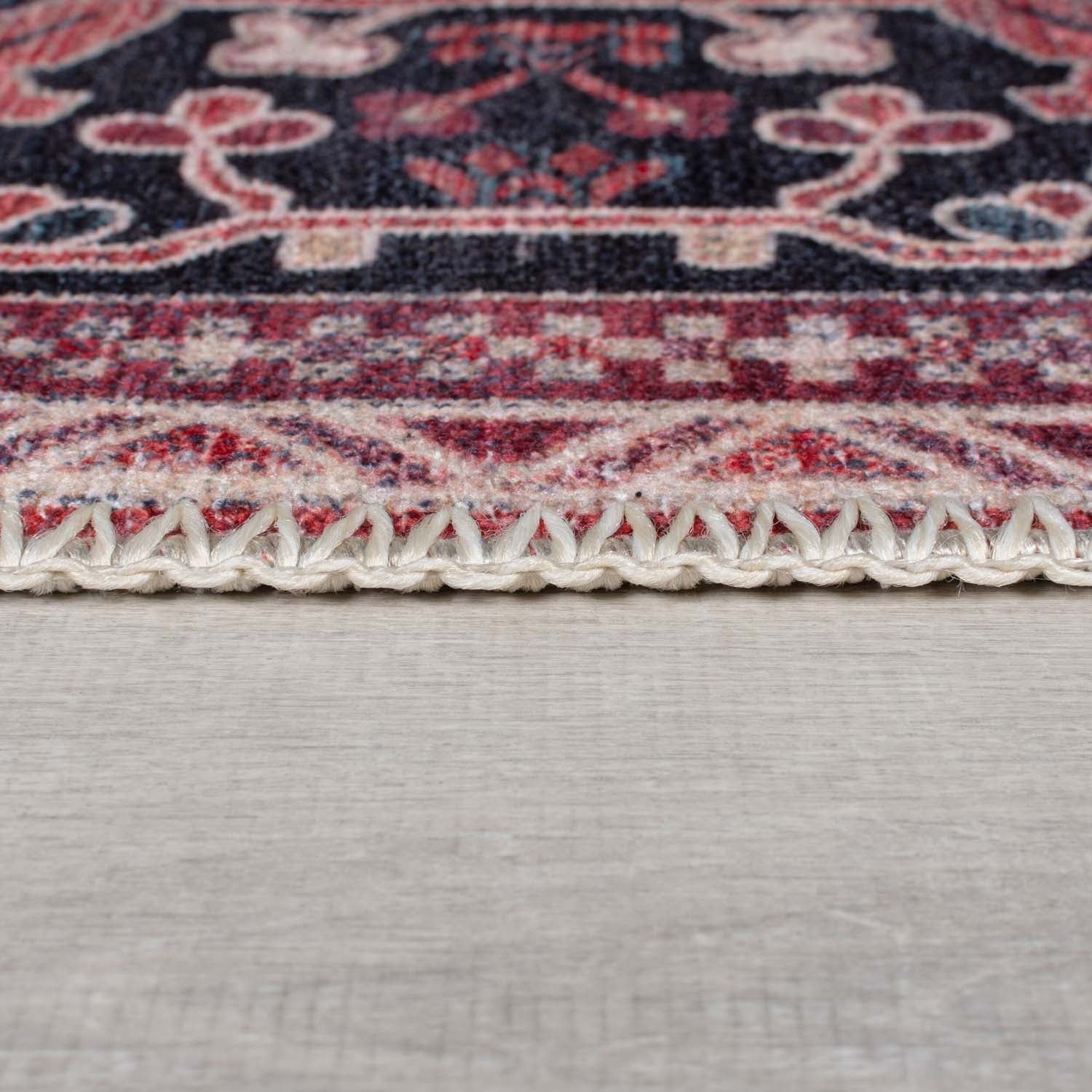 Washable Floor Rug - Reido Traditional Red