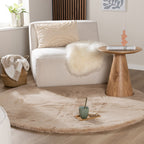 Round High-Pile Rug – Comfy Supreme Beige