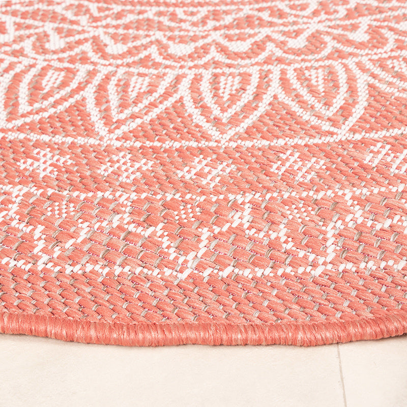Round Outdoor Rug - Summer Azteca Pink