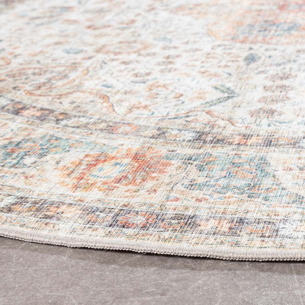 Round Indoor Outdoor Rug - Kairo Medallion Cream/Multicolour