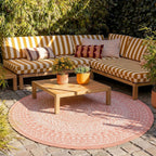 Round Outdoor Rug - Summer Azteca Pink