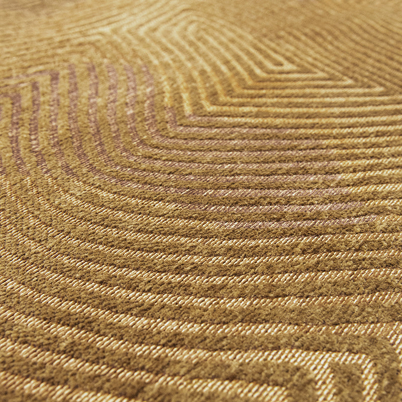 Round Modern Floor Rug - Meditation Coral 9226 Ocher Yellow
