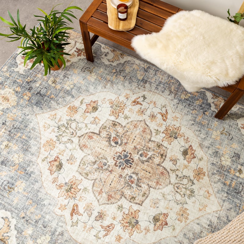 Vintage Outdoor Rug - Santo Mandala Blue/Grey