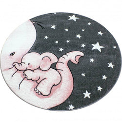 Round Children's floor rug - Anna Elephant Pink