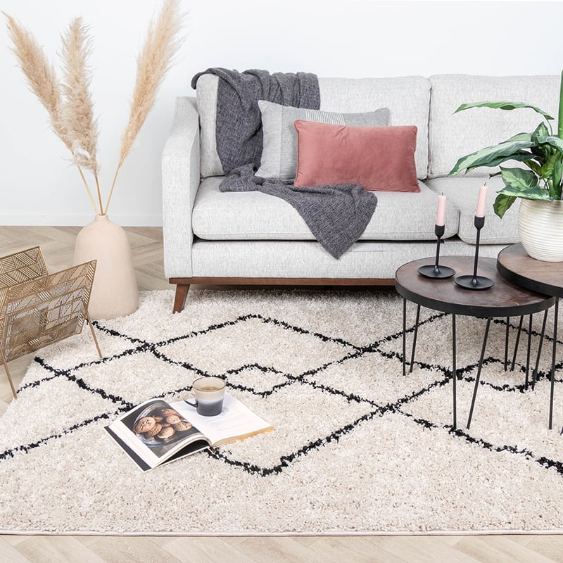 High Pile Rug - Sensa Pair Cream/Black