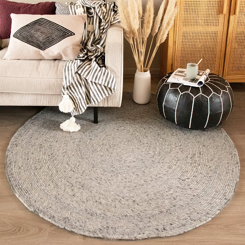 Round Wool Rug - Wise Grey/White