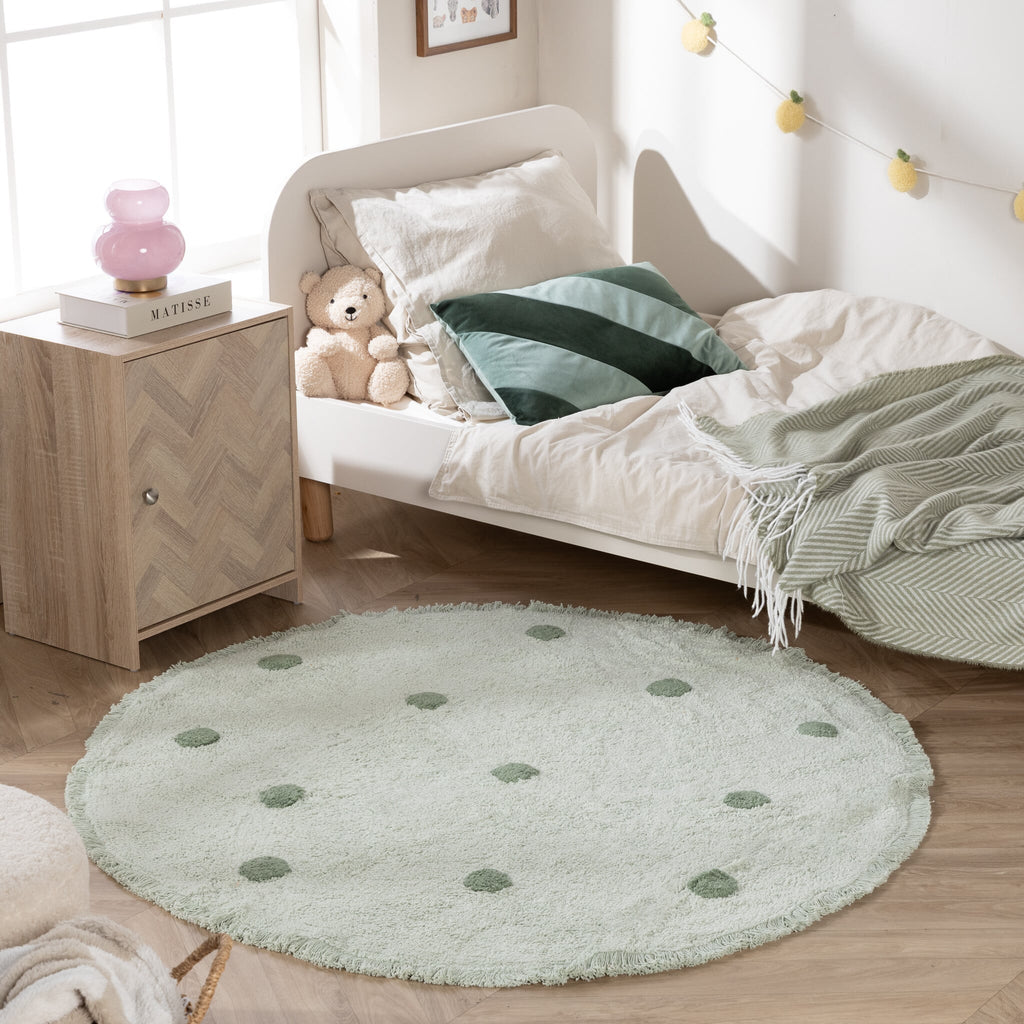 Round Kids' Room Rug – Lou Dots Green