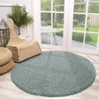 Round High Pile Rug - Solid Blue/Green