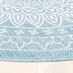 Round Outdoor Rug - Summer Azteca Light Blue