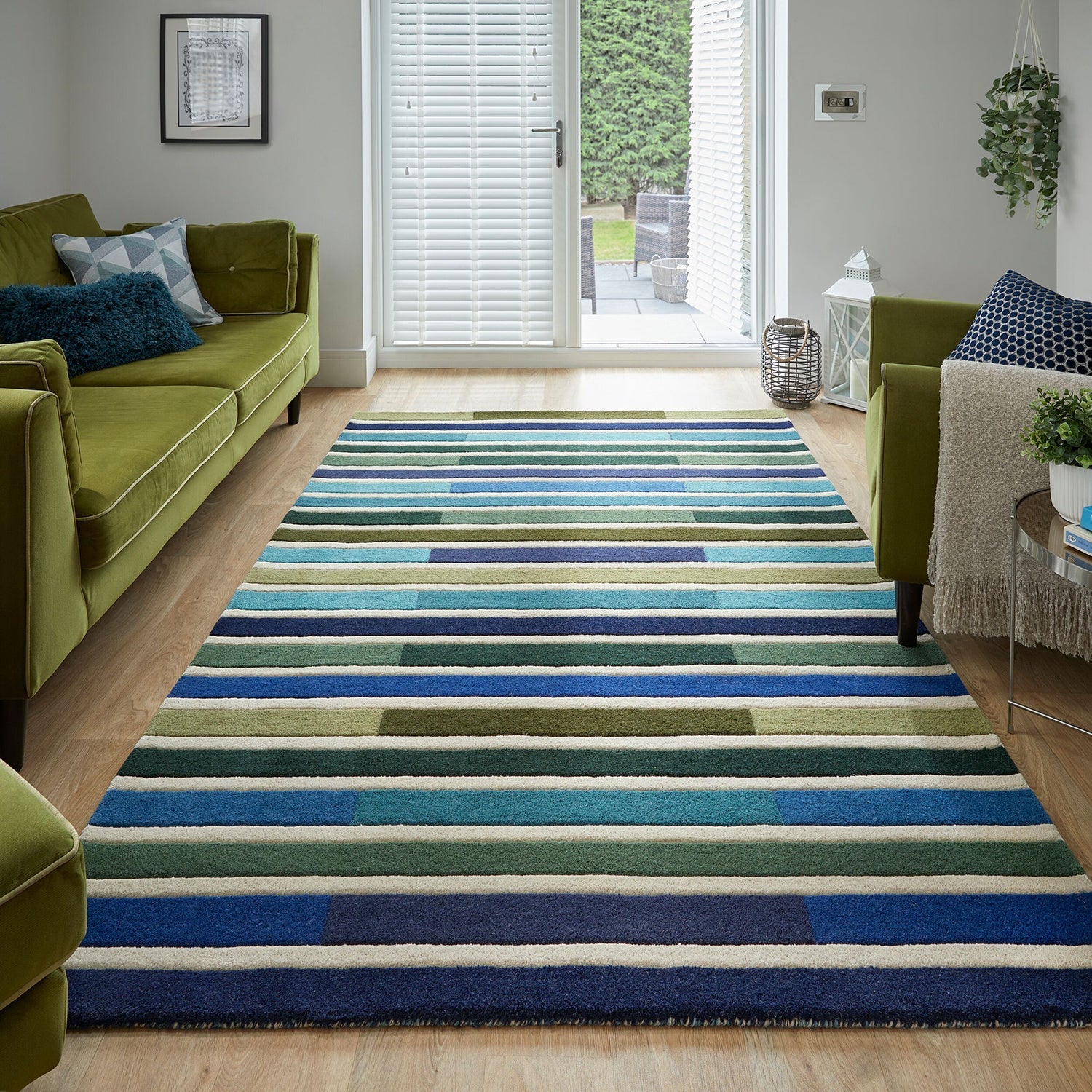 Modern floor rug - Illo Piano Green/Multicolor