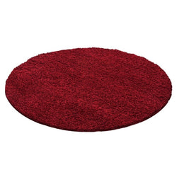 Round high pile floor rug - Life Red