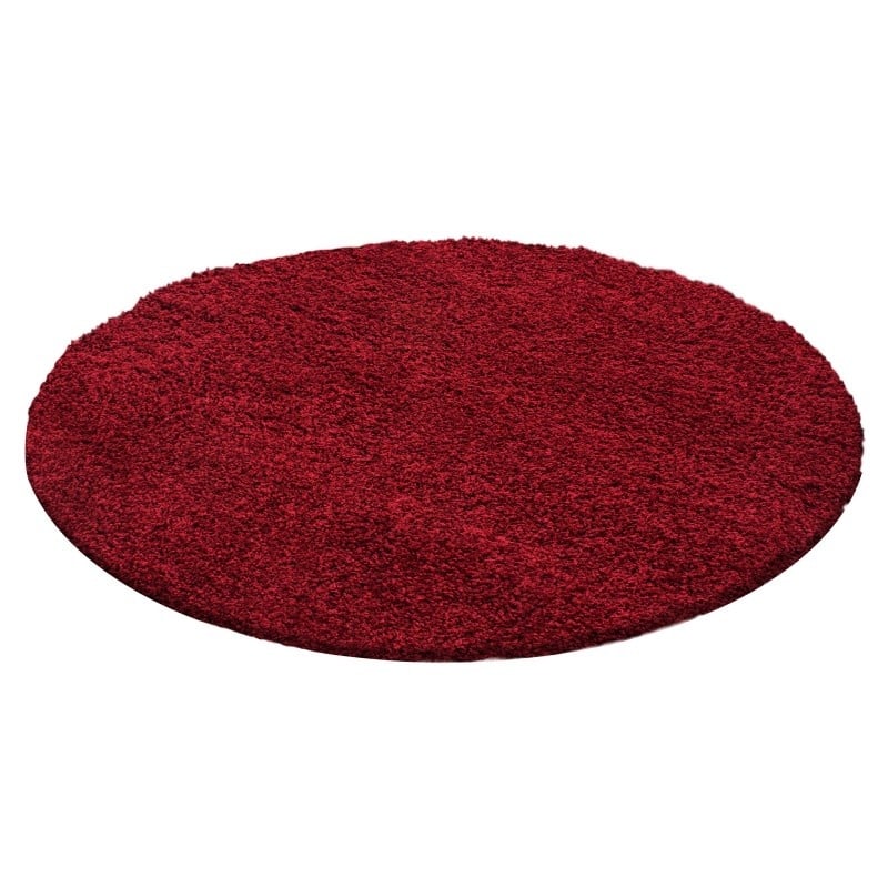 Round high pile floor rug - Life Red