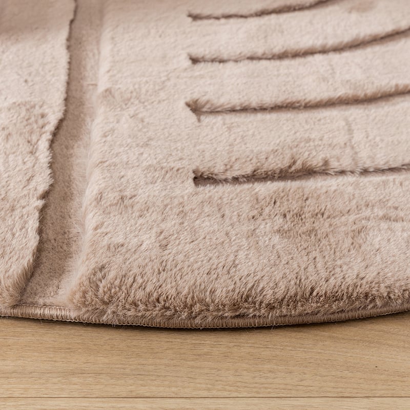Round High Pile Rug - Carvy Curves Taupe
