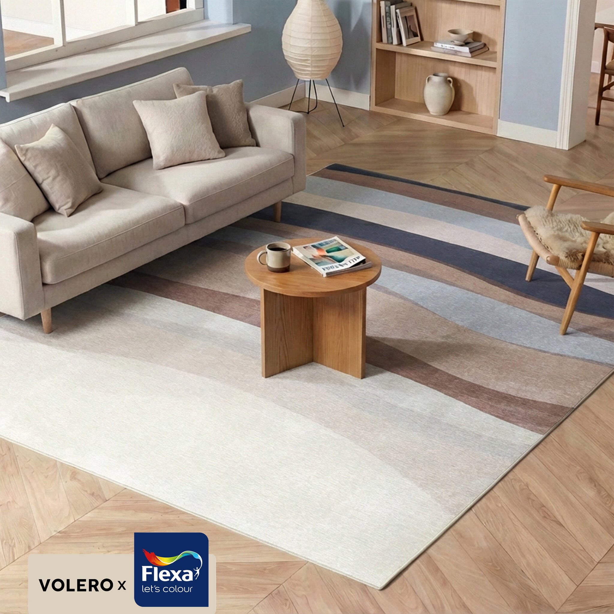 Geometric Rug – Swing Waves Blue/Brown