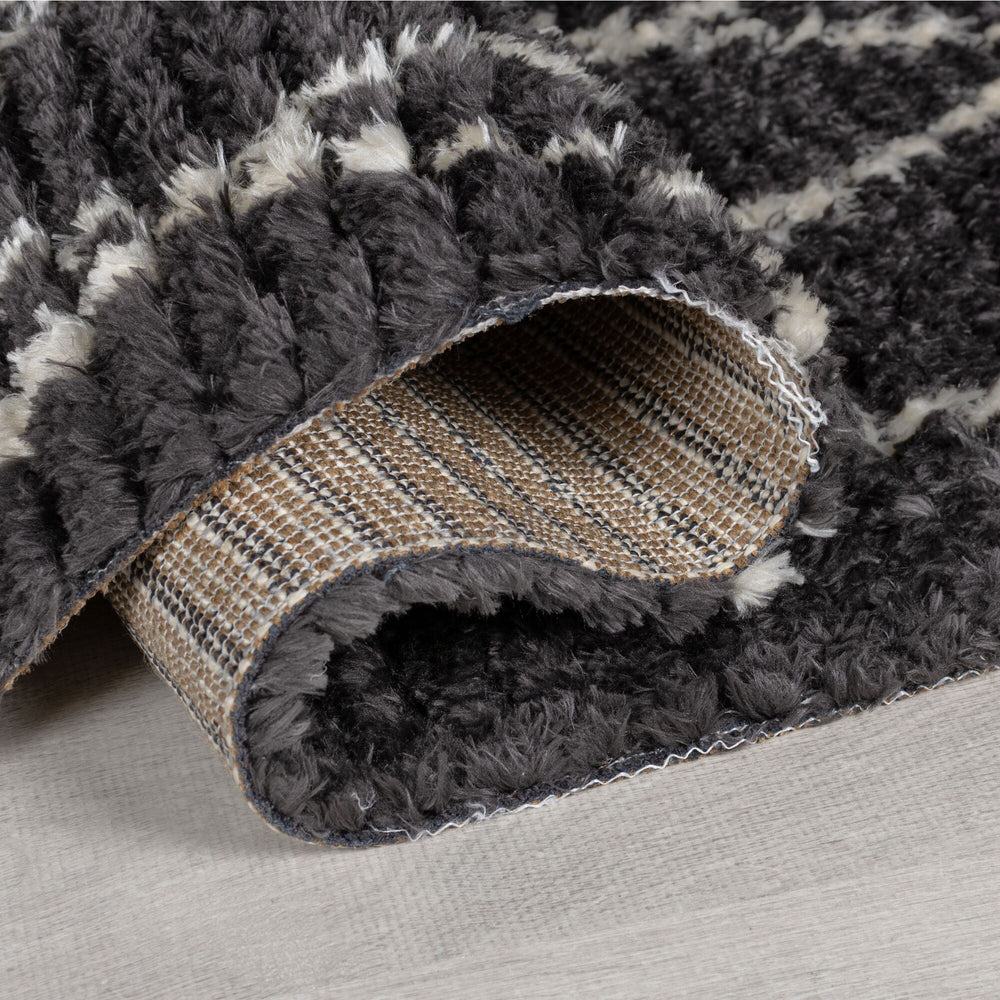 Berber floor rug - Aisho Zigzag Black