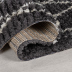 Berber floor rug - Aisho Zigzag Black